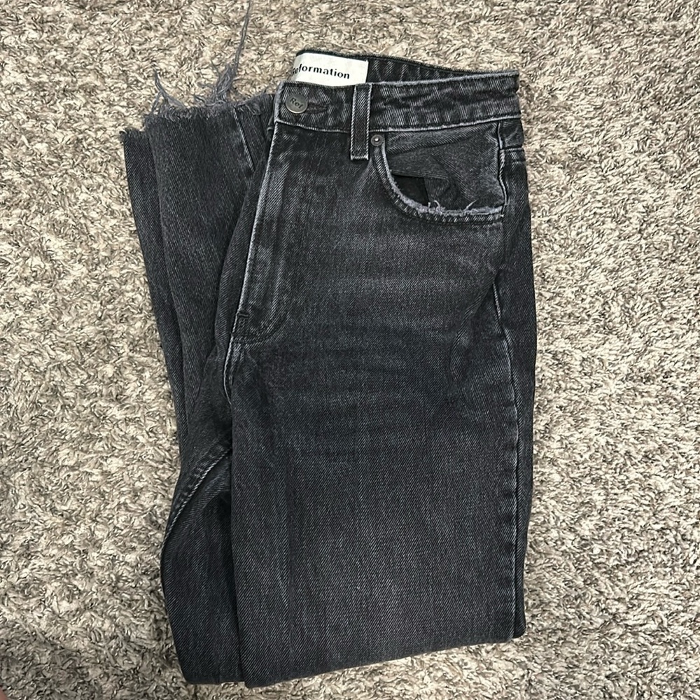 REFORMATION HIGH WAISTED BLACK DENIM JEANS